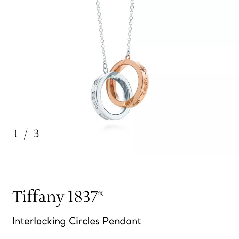 Tiffany & Co. Silver and Rubedo Rose Gold 1837 Interlocking Pendant - Picture 5 of 13